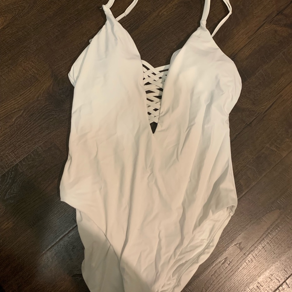 White one piece bathing suit